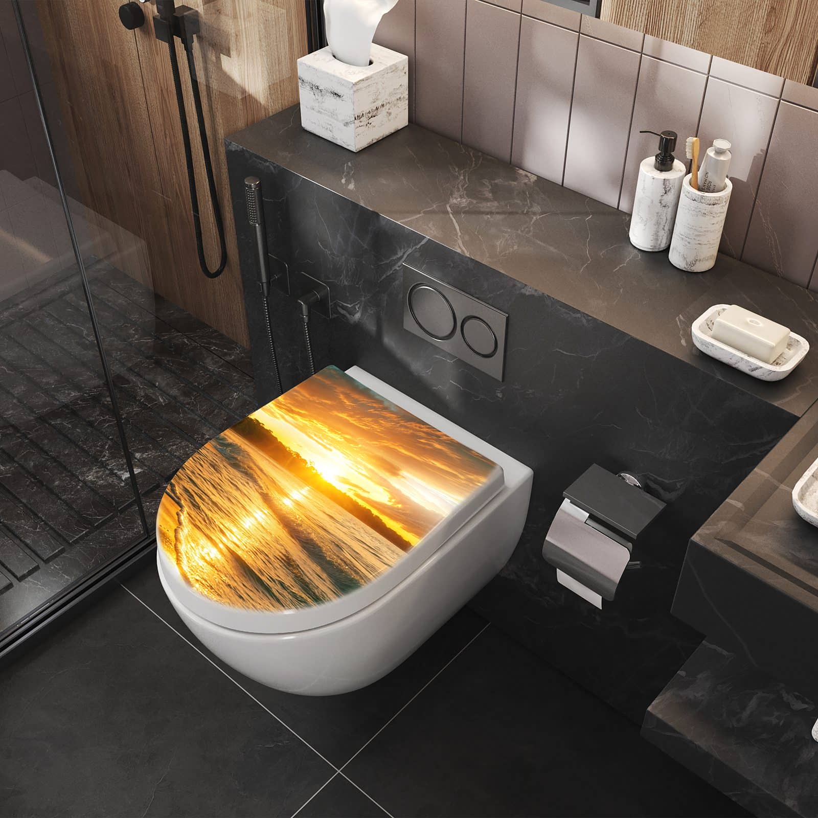 WC-Sitz mit Absenkautomatik Sonnenuntergang Strand