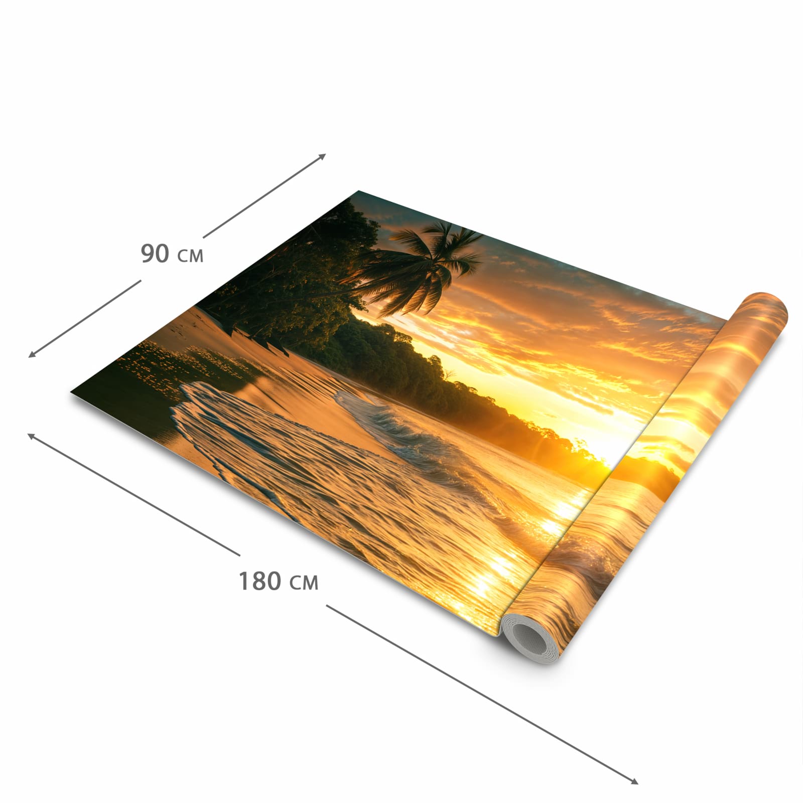 Waschbarer rutschfester Küchenläufer mit Motiv Sonnenuntergang Strand in der Grösse 60x120 cm