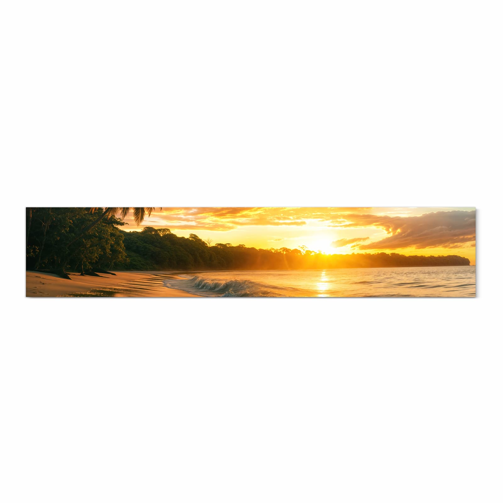 Langlebiger Küchenläufer mit Motiv Sonnenuntergang Strand in Frontansicht