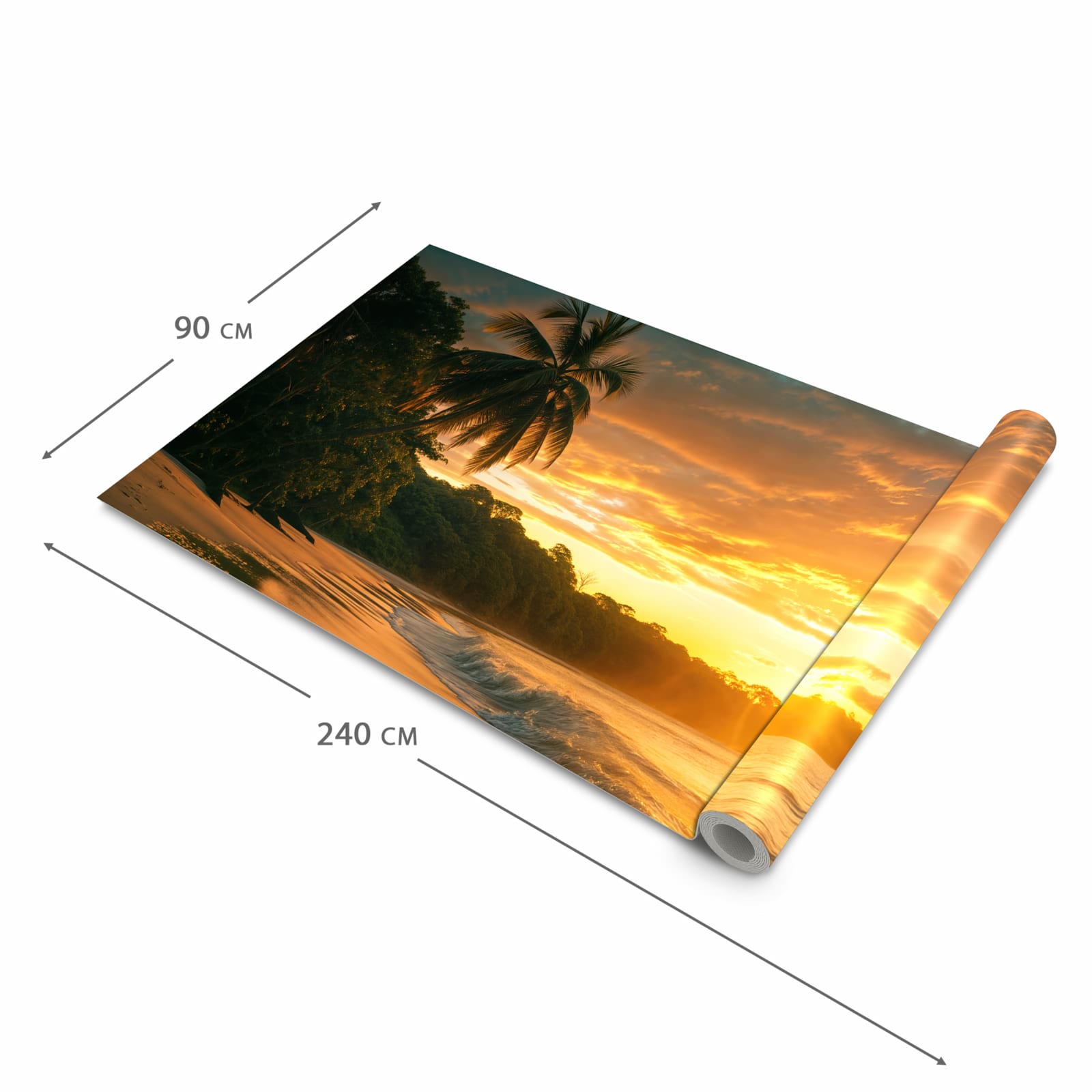 Langlebiger waschbarer Küchenläufer mit Motiv Sonnenuntergang Strand in der Grösse 60x120 cm