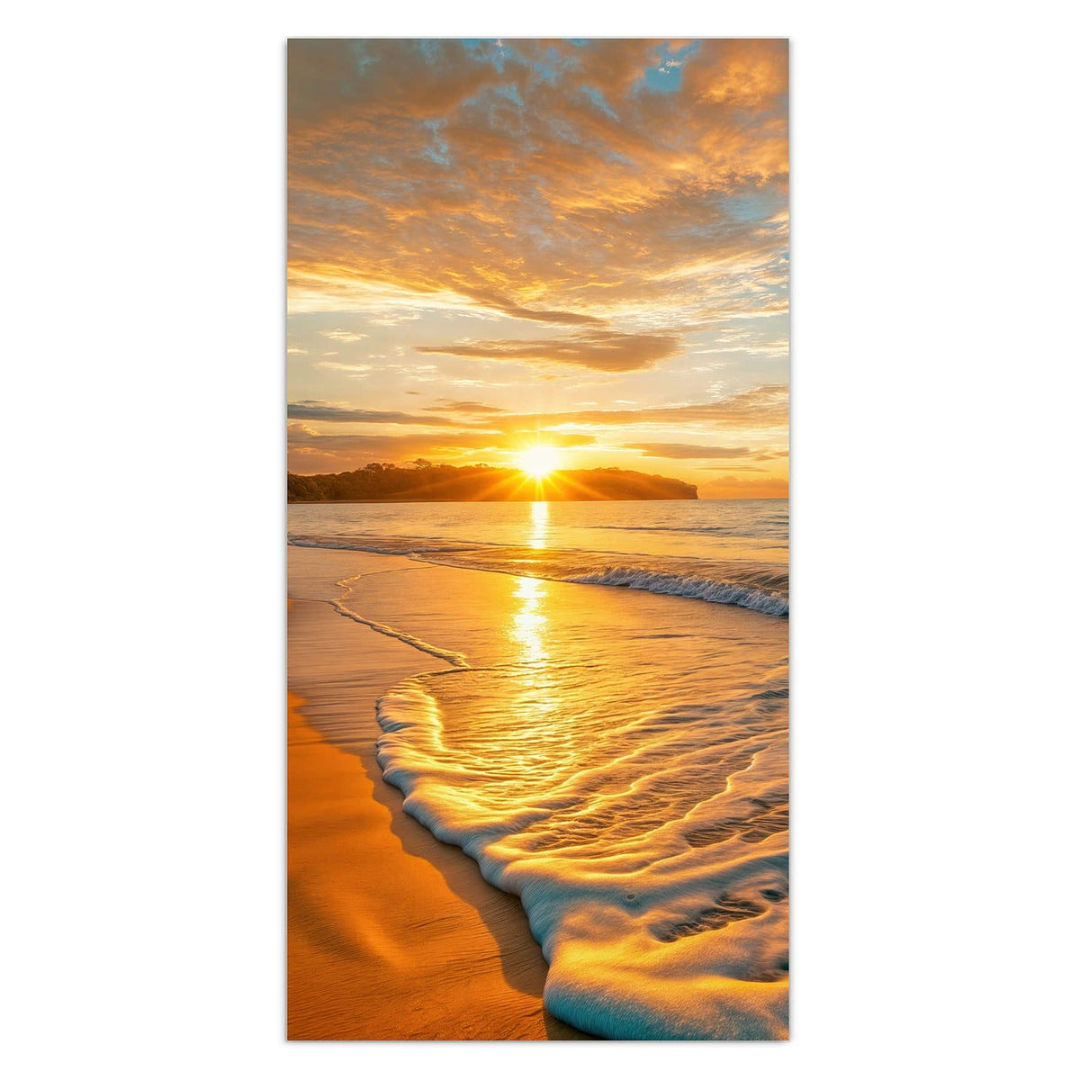 11 Größen – von 30 × 60 bis 60 × 150 cm – Wandbild - Palme am Abendstrand - Hochformat