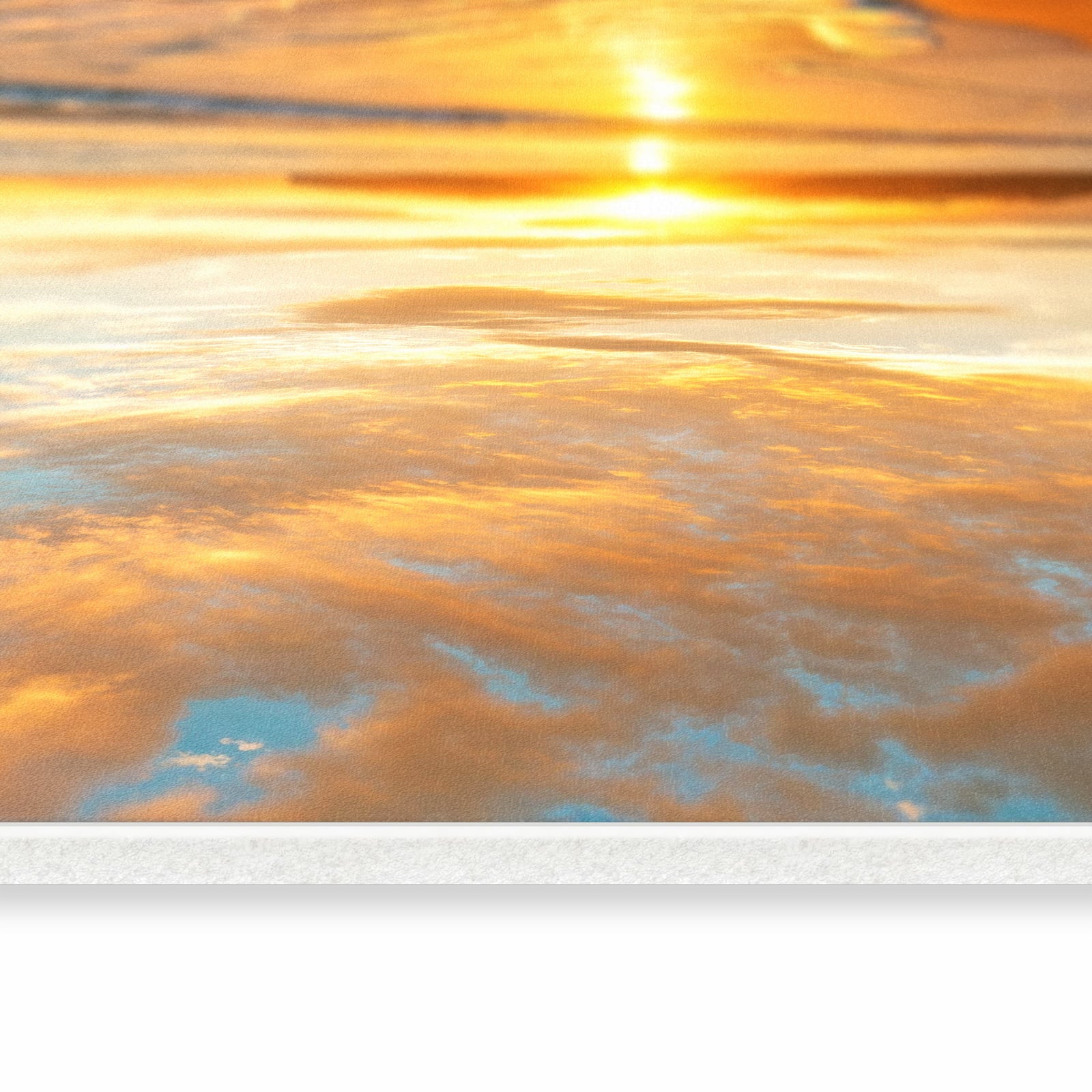 Formstabiler rutschfester Küchenläufer mit Motiv Strand von Sonnenuntergang in seitlicher Ansicht