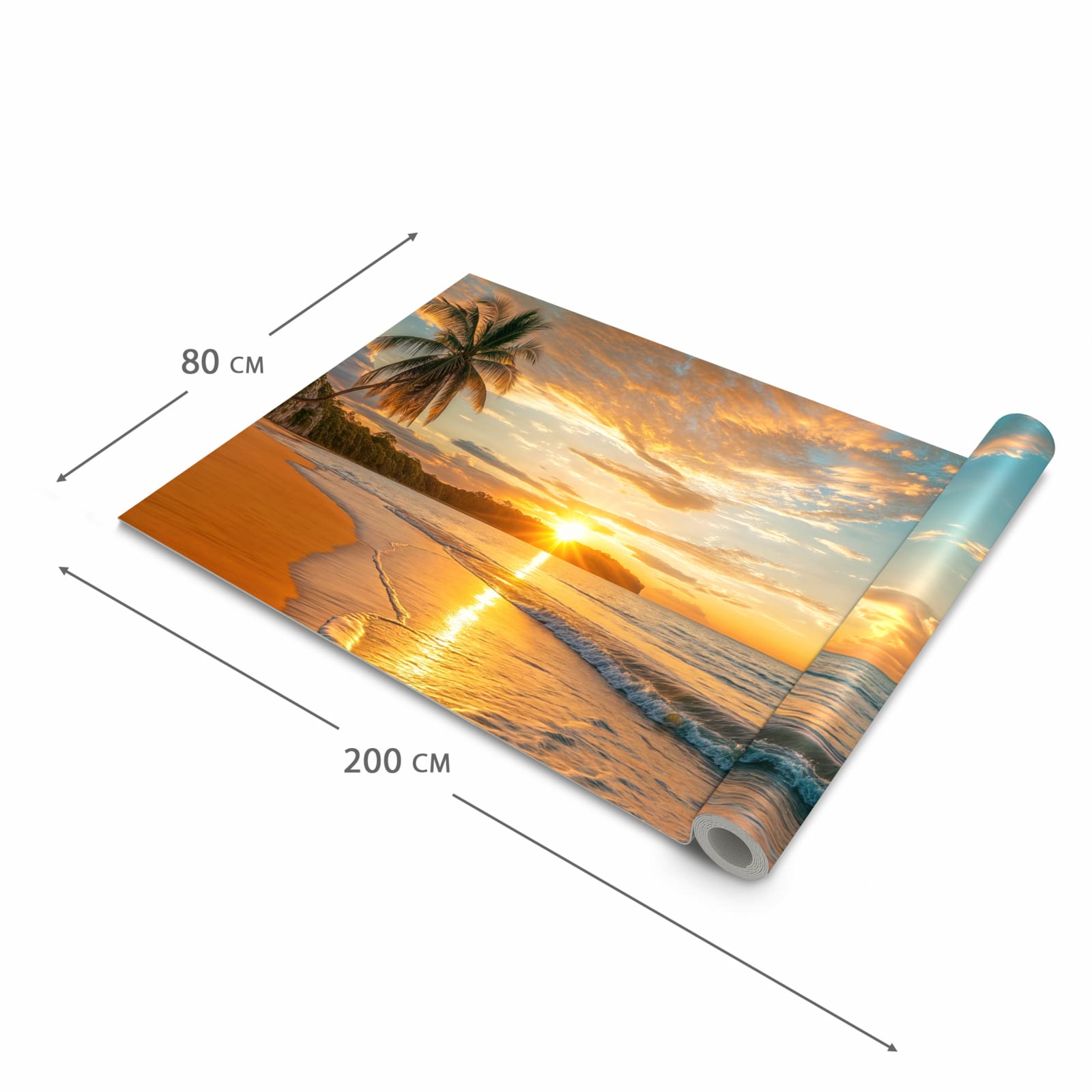 Küchenteppich mit Motiv Strand von Sonnenuntergang in der Grösse 90x240 cm für sicheres Aufbewahren