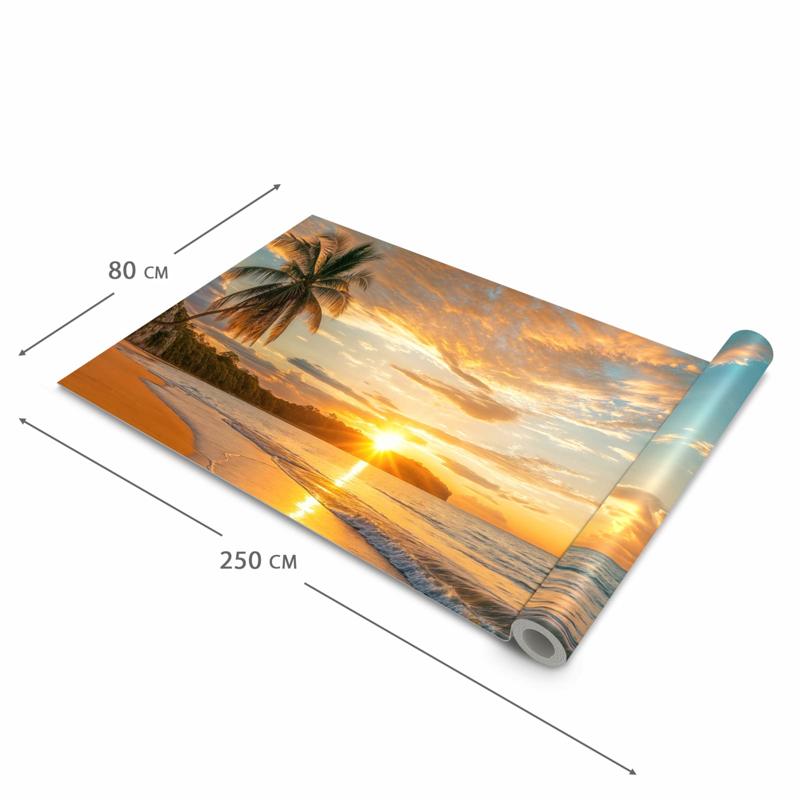 Zeitsparender Küchenläufer mit Motiv Strand von Sonnenuntergang in der Grösse 90x240 cm