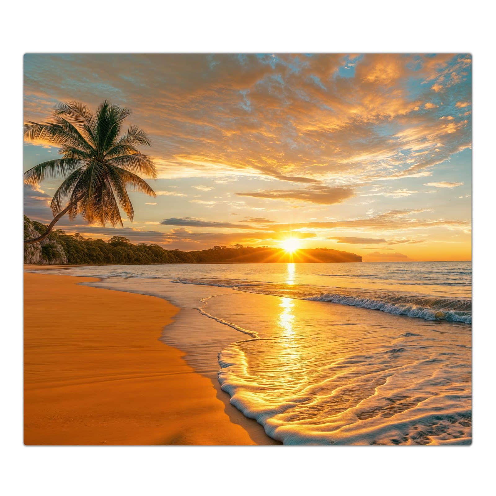 1-teilige Ceranfeld Abdeckungen mit Sonnenuntergang am Strand-Motiv in der Frontansicht