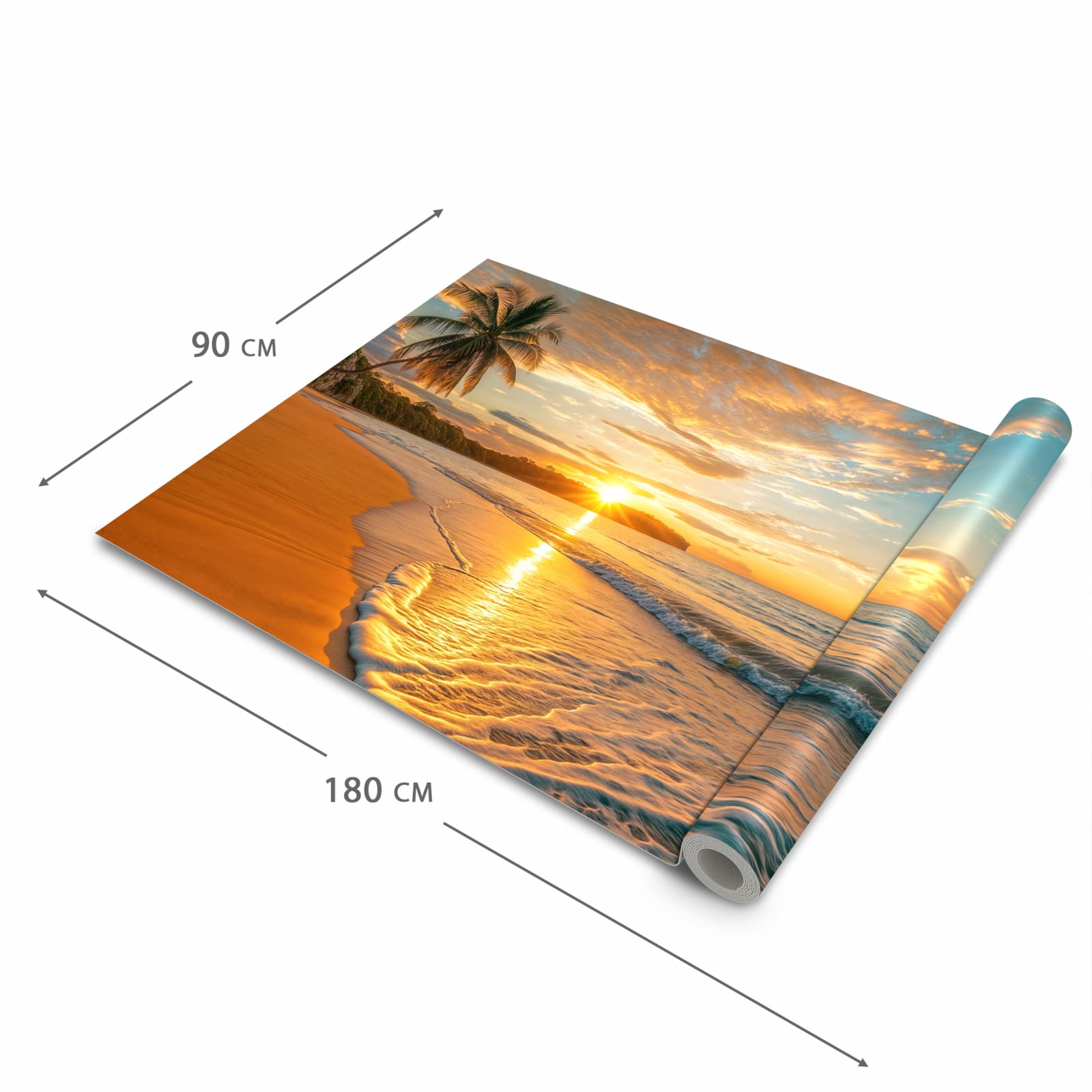 UV-beständiger rutschfester Küchenläufer mit Motiv Strand von Sonnenuntergang in der Grösse 90x240 cm