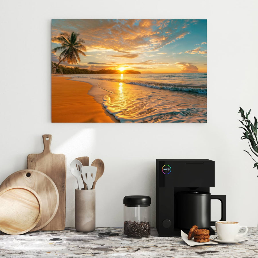 Maße Metall Magnettafel - Palme am Abendstrand