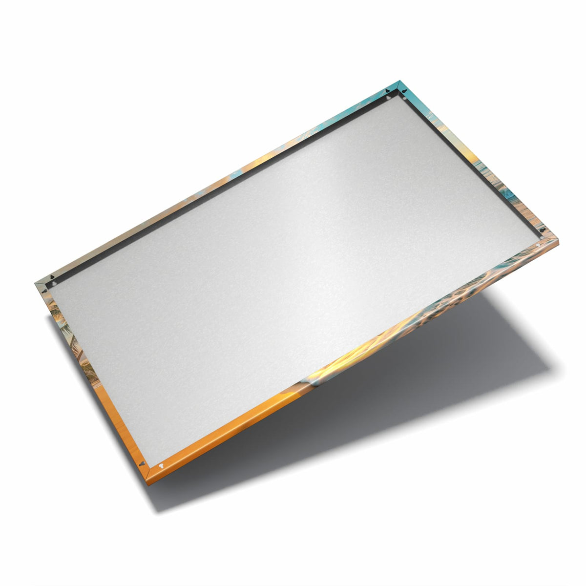 Nur 7 mm – liegt eng an der Wand – Metall Magnettafel - Palme am Abendstrand