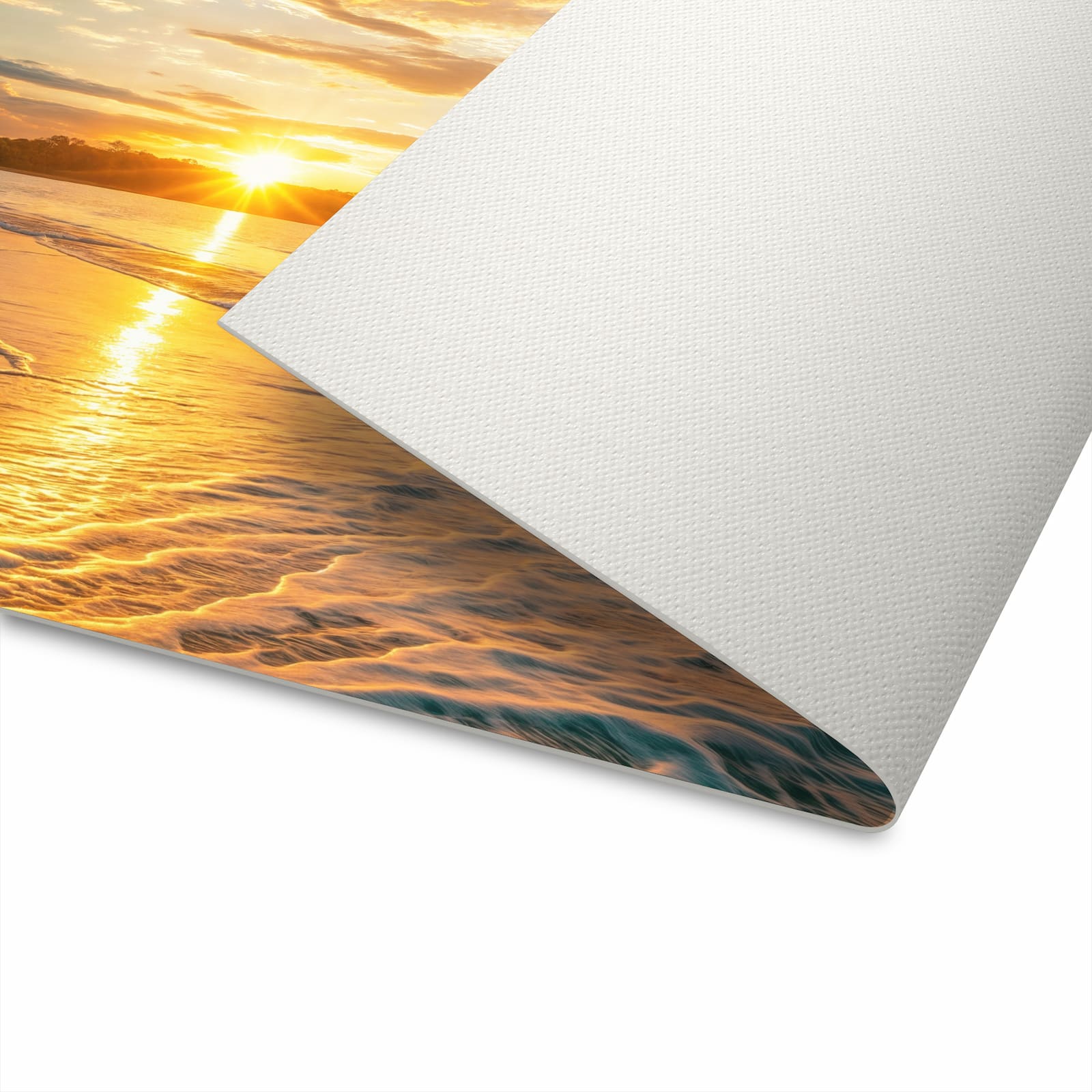 Leicht waschbarer Küchenteppich mit Motiv Strand von Sonnenuntergang in moderner Küche