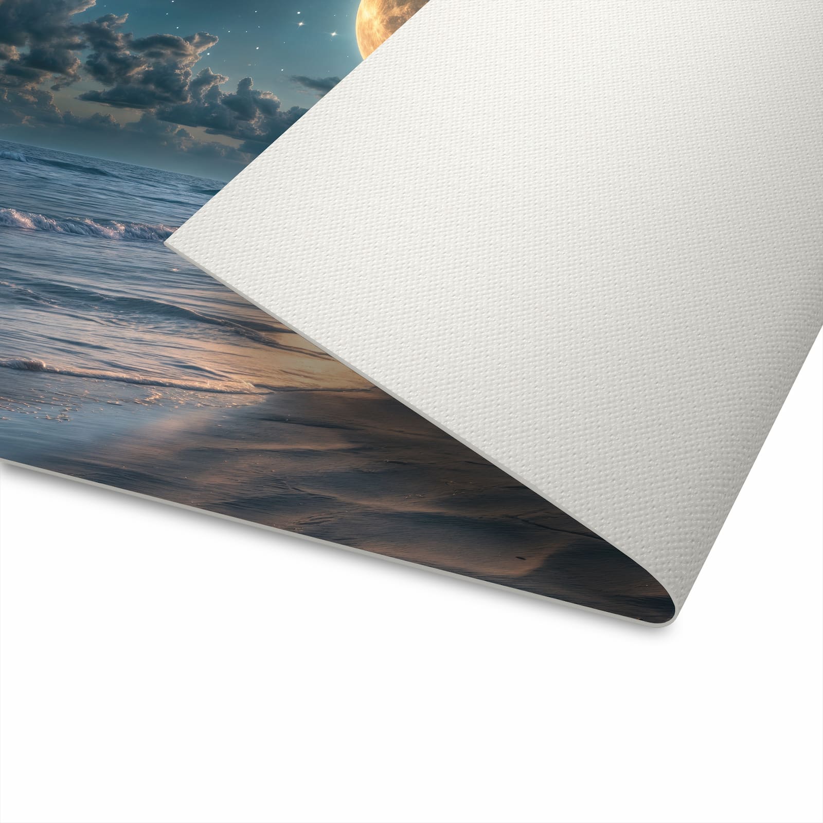 Rutschfester Küchenteppich mit Motiv Mondnacht am Strand in der Unterseite