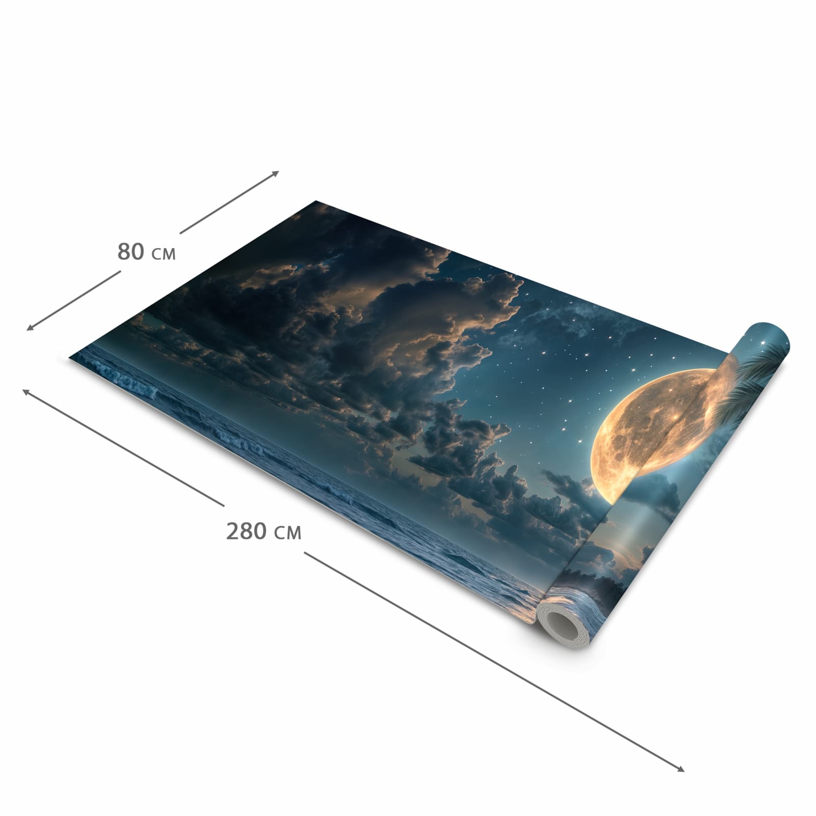 Hygienischer Bodenläufer Teppich mit Motiv Mondnacht am Strand in der Grösse 90x240 cm