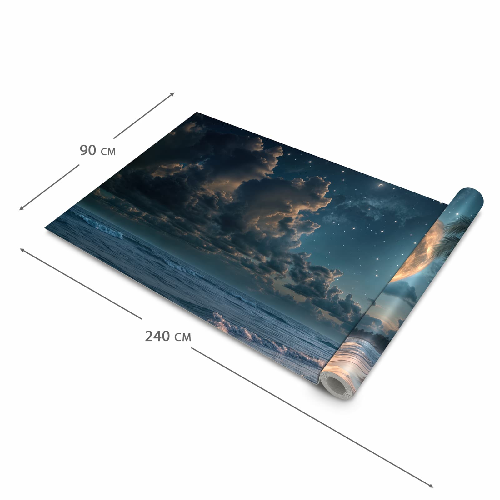 Langlebiger Küchenläufer mit Motiv Mondnacht am Strand in der Grösse 90x240 cm