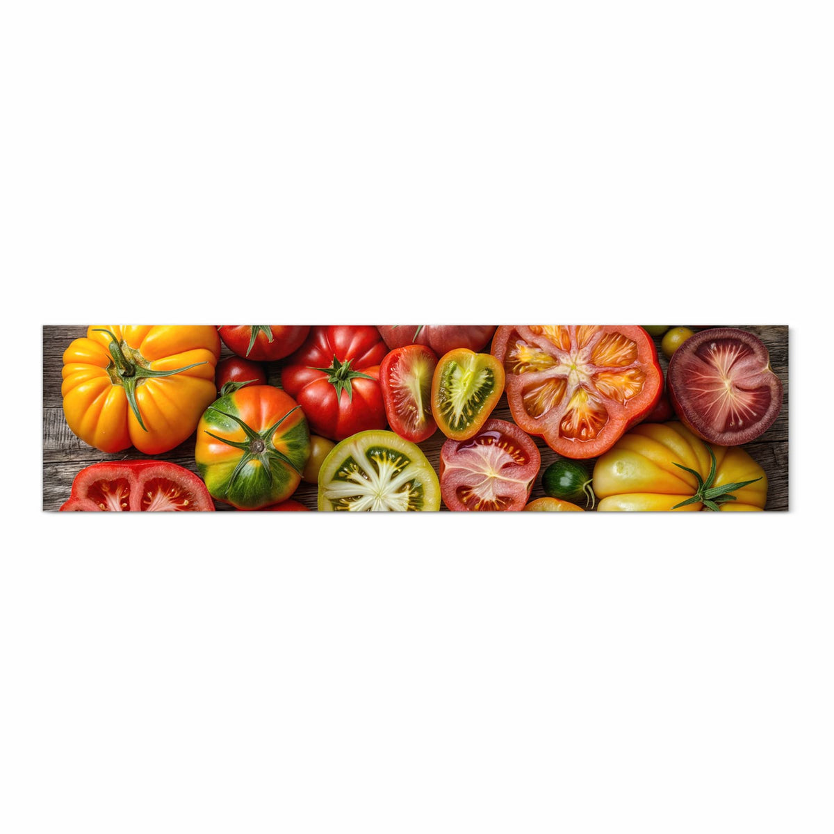 Abriebfester Bodenläufer Teppich mit Motiv Verschiedene Tomaten in Frontansicht