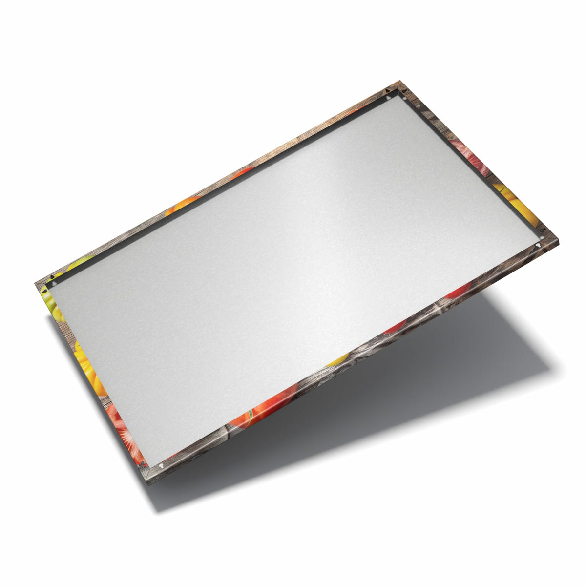 Nur 7 mm – liegt eng an der Wand – Metall Magnettafel - Bunte Tomatensorten