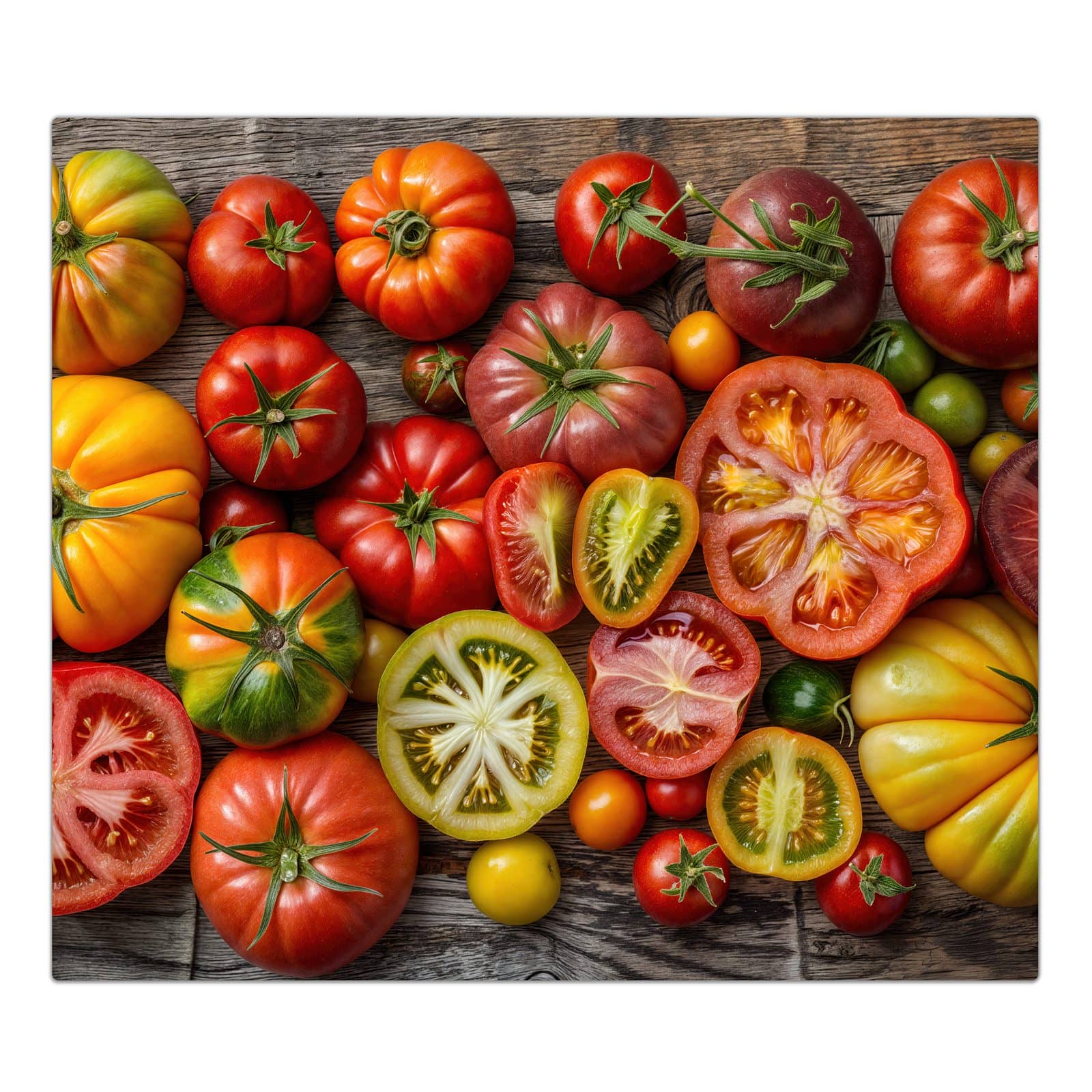 1-teilige Herdabdeckplatte mit Verschiedene Tomaten-Motiv in der Frontansicht