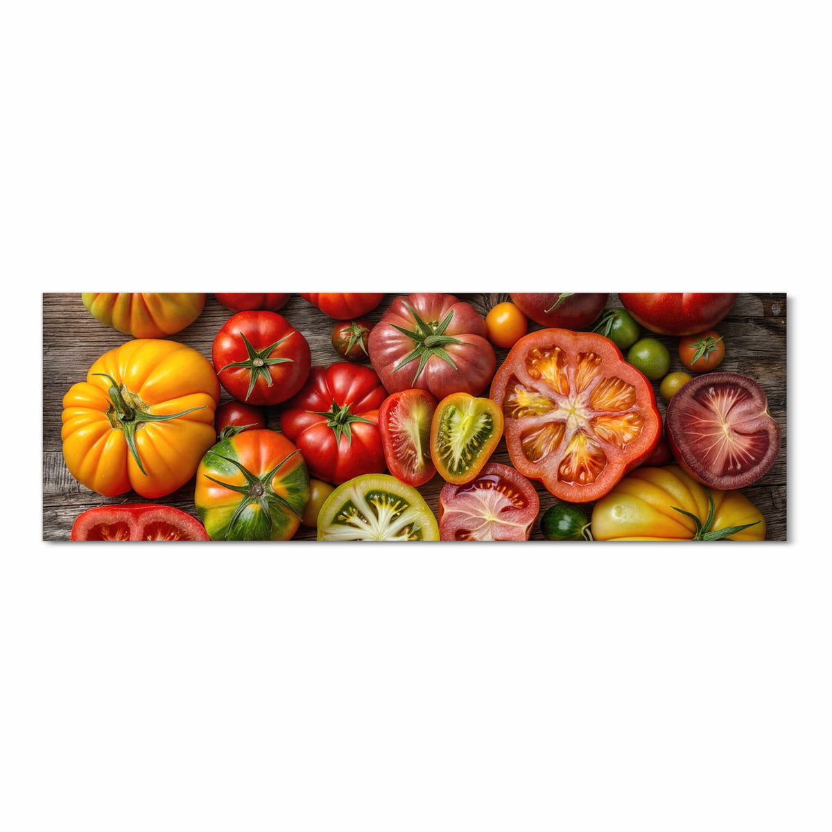 Geräuschdämpfender Bodenläufer mit Motiv Verschiedene Tomaten in Frontansicht