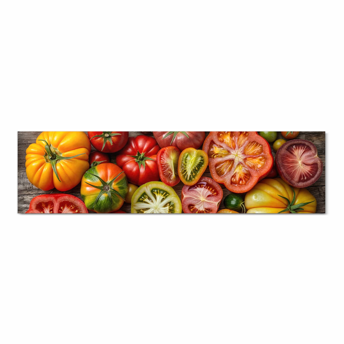 Geruchsneutraler waschbarer Küchenteppich mit Motiv Verschiedene Tomaten in Frontansicht