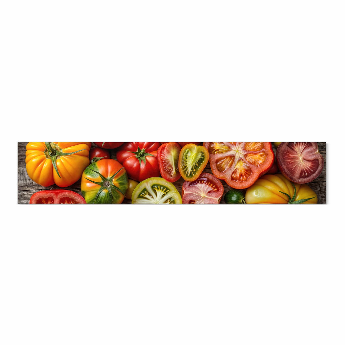 Küchenteppich waschbar mit Motiv Verschiedene Tomaten in Frontansicht für mehr Trittkomfort