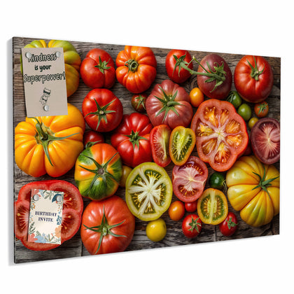 Metall Magnettafel mit dem Motiv Bunte Tomatensorten