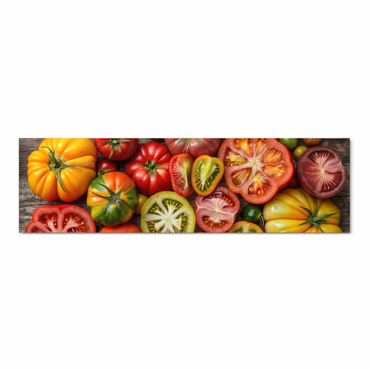 Schmutzabweisender Küchenteppich mit Motiv Verschiedene Tomaten in Frontansicht
