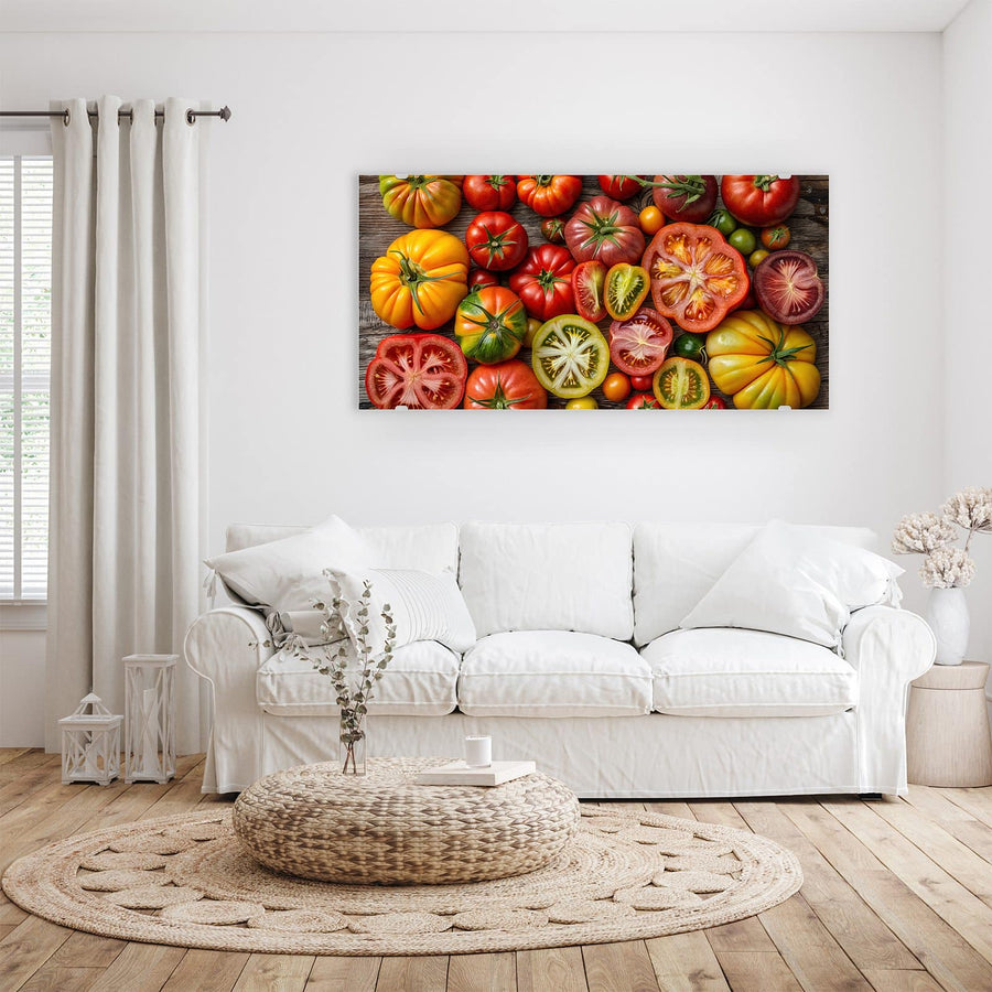 Maße Wandbild - Bunte Tomatensorten - Querformat