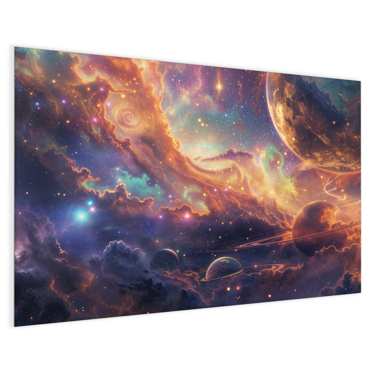 4 mm Glas statt lackiertem Blech – Magnettafel - Ringplaneten in Gold