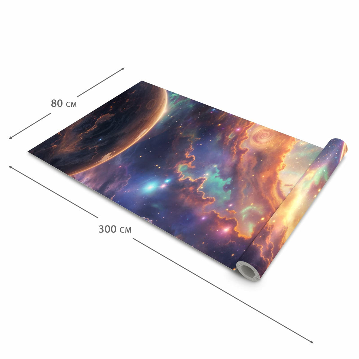 Fleckenresistenter rutschfester Küchenläufer mit Motiv Galaxie Fantasy in der Größe 90x180 cm