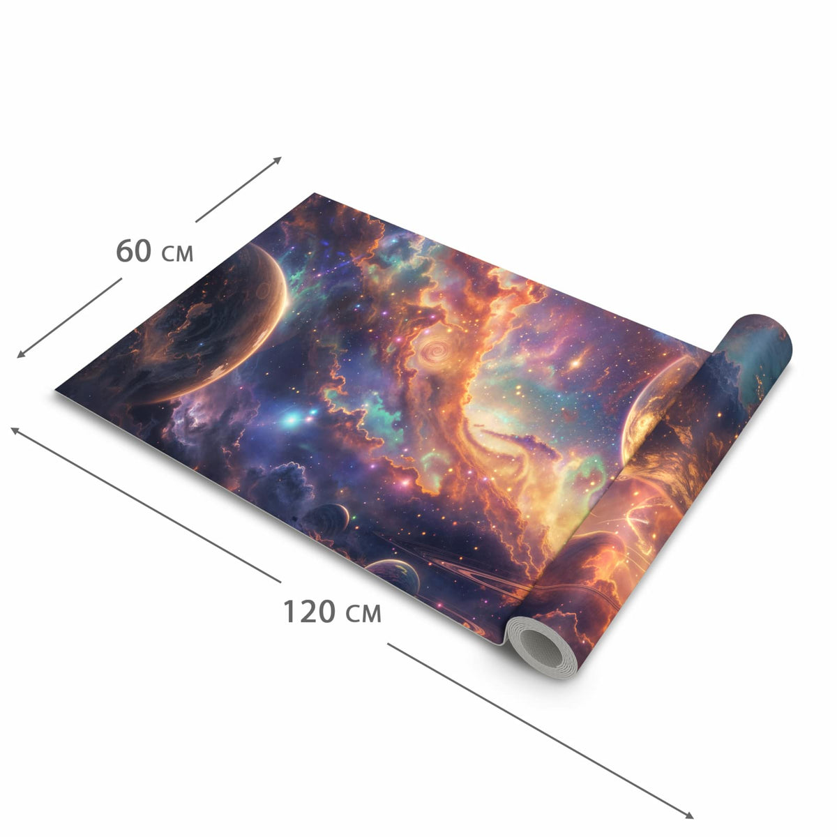 Bodenschonender waschbarer Küchenteppich mit Motiv Galaxie Fantasy in der Grösse 80x300 cm
