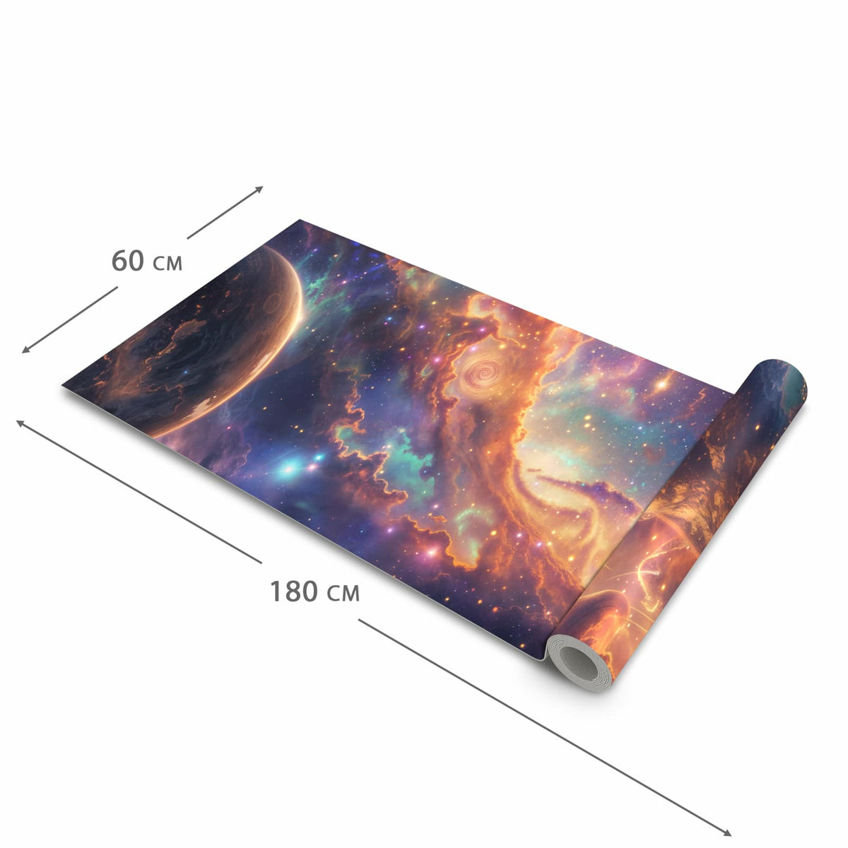Formstabiler großer Küchenteppich mit Motiv Galaxie Fantasy in der Größe 80x300 cm