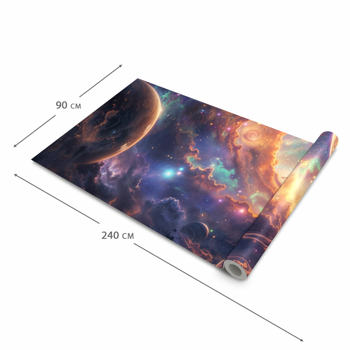 Geruchsneutraler rutschfester Küchenläufer mit Motiv Galaxie Fantasy in der Größe 90x180 cm