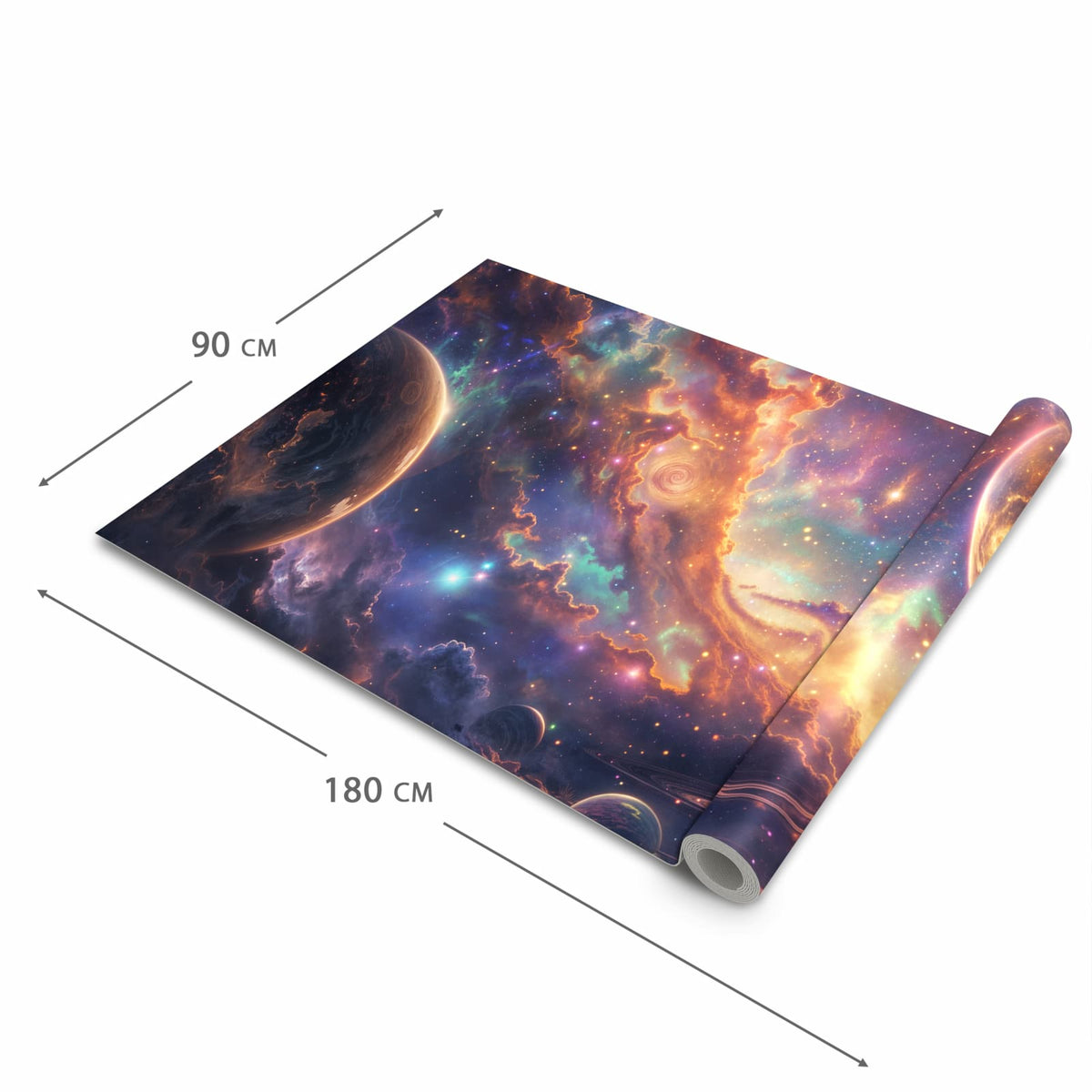 Schmutzabweisender waschbarer Küchenläufer mit Motiv Galaxie Fantasy in der Größe 90x180 cm