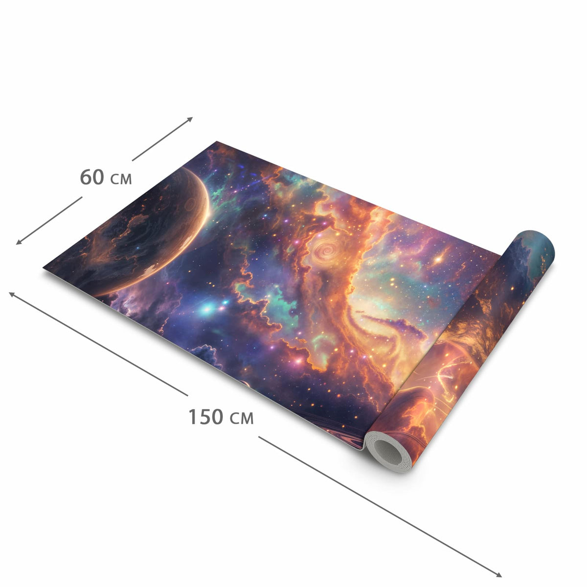 Farbbeständiger waschbarer Küchenteppich mit Motiv Galaxie Fantasy in der Grösse 80x300 cm