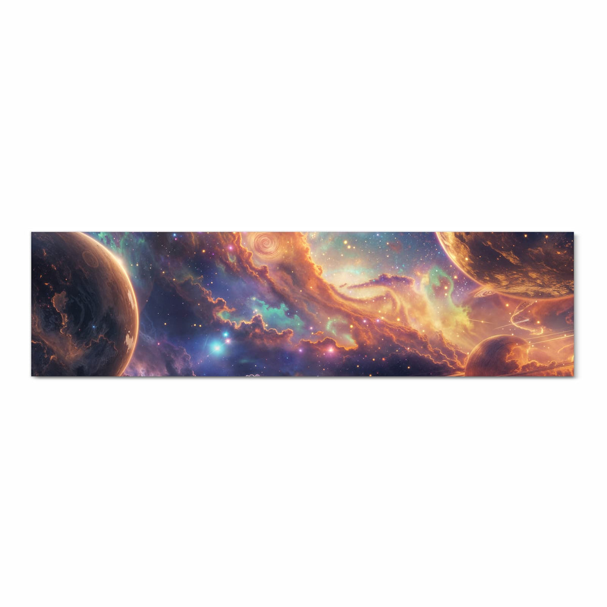 Waschbarer Küchenteppich mit Motiv Galaxie Fantasy in Frontansicht für einfache Reinigung