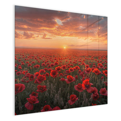 Magnettafel mit dem Motiv Mohnfeld im Abendrot