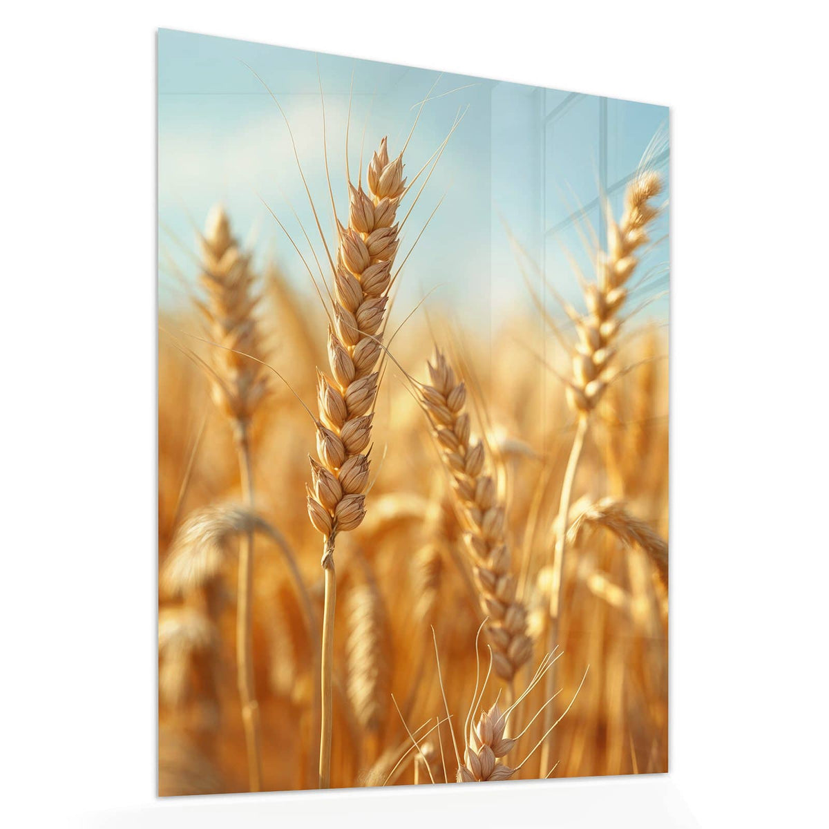 Echtglas, 4 mm – kein Acryl, keine Folie – Wandbild - Weizen im Sonnenlicht - Hochformat