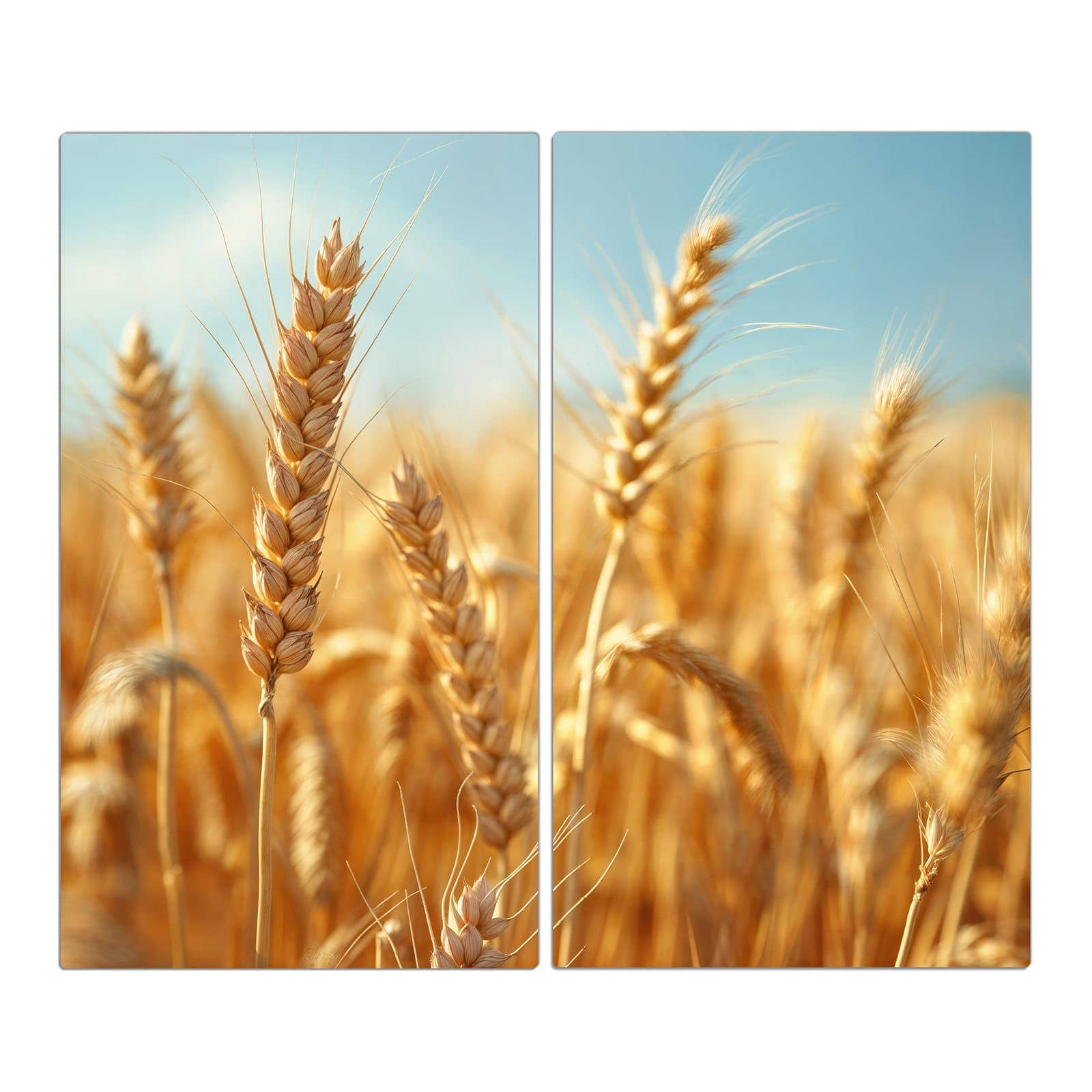 2-teilige Herdabdeckplatten für Ceranfeld mit Sanfte Weizenfeld-Motiv in der Frontansicht #grösse_2-Teilig (60x52cm)