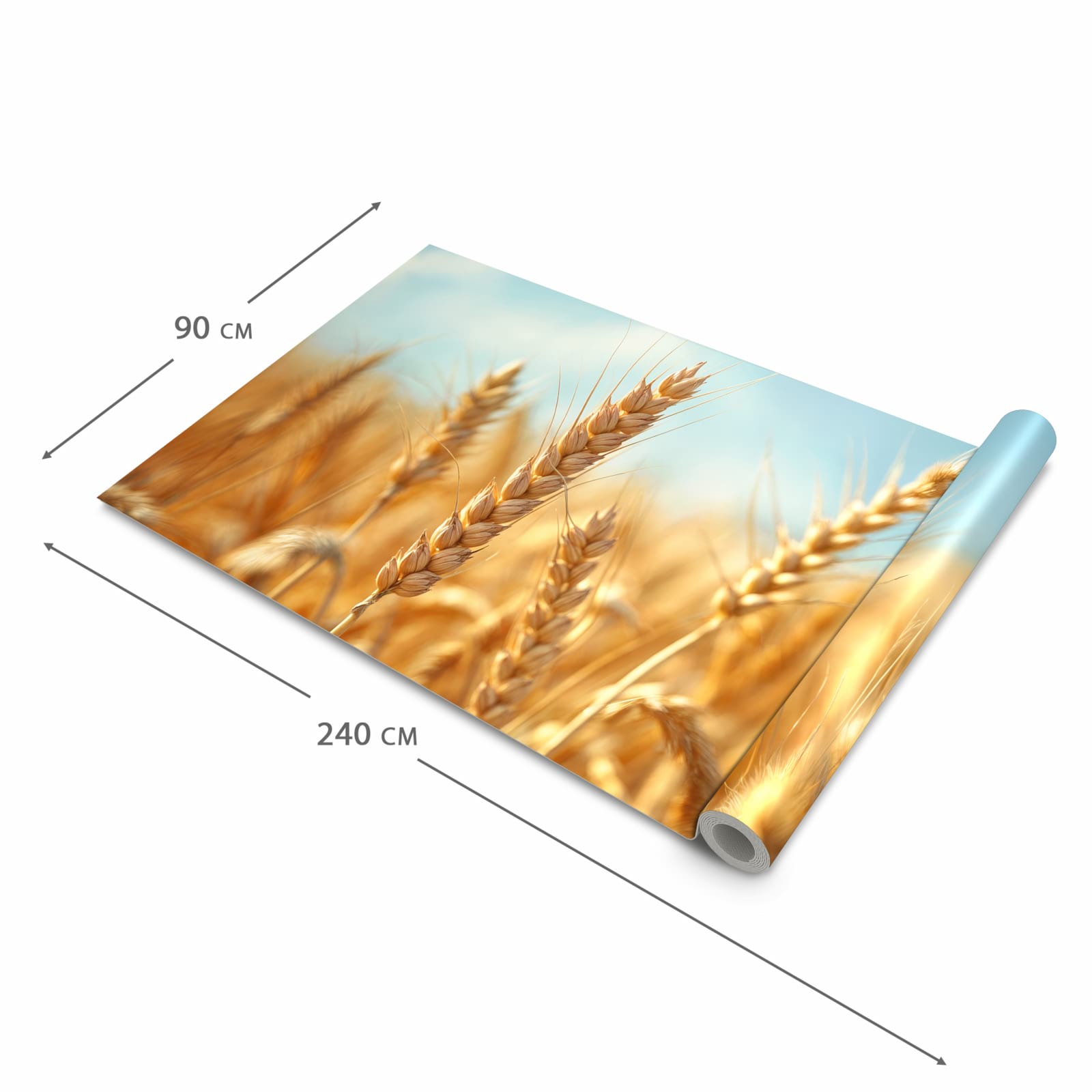 Flacher rutschfester Läufer mit Motiv Sanfte Weizenfeld in der Grösse 80x300 cm