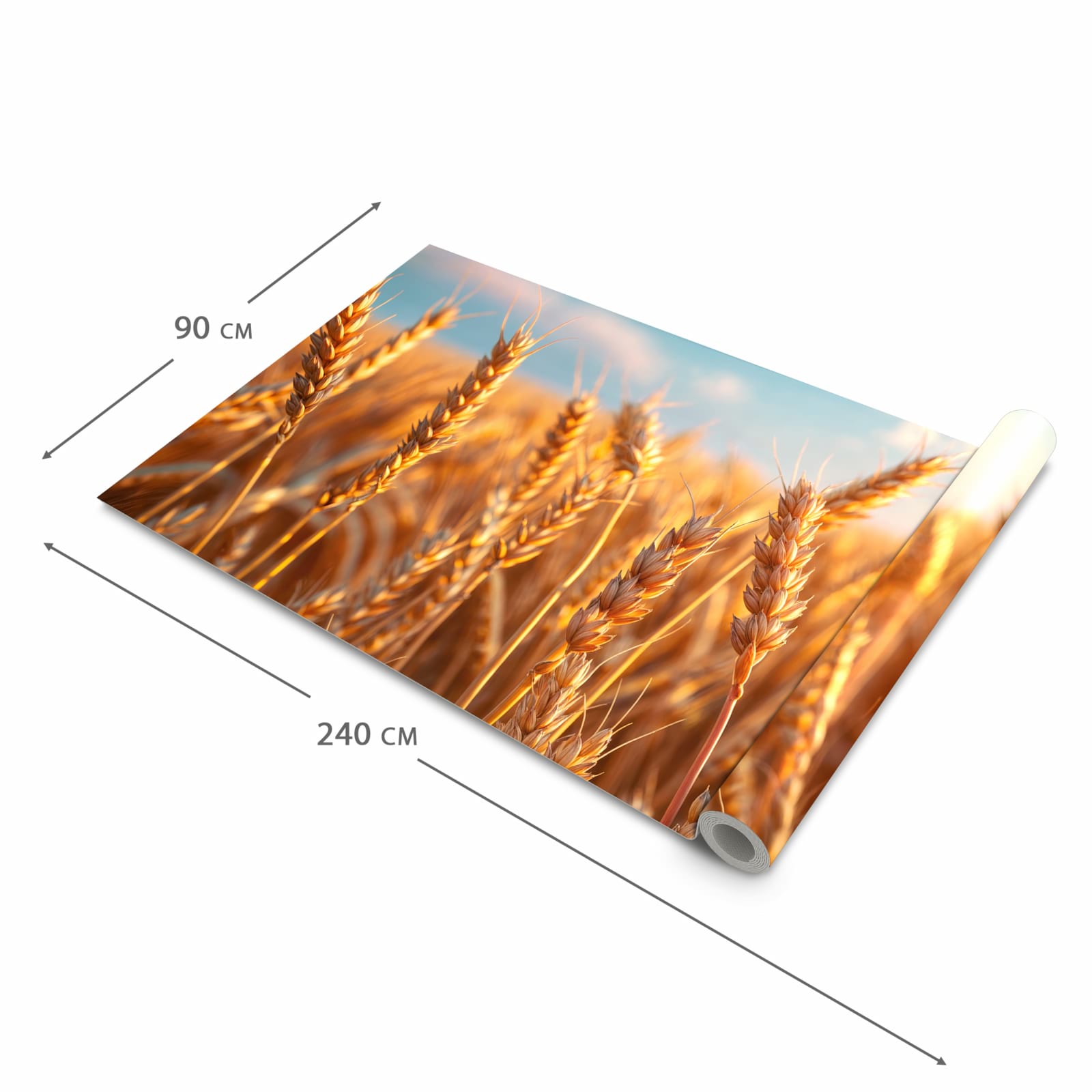 Farbbeständiger Läufer für die Küche mit Motiv Weizenfeld Sonnenuntergang in der Grösse 80x280 cm