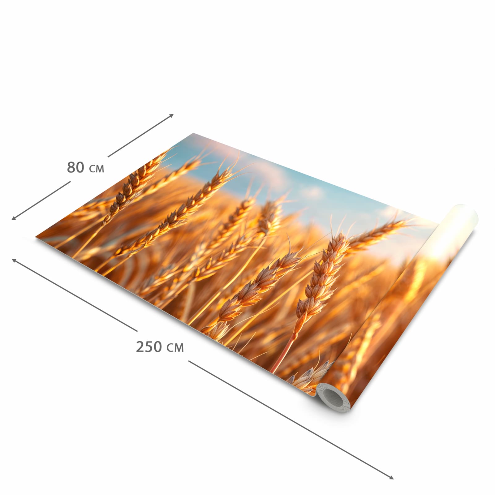 Feuchtigkeitsresistenter Teppich für die Küche mit Motiv Weizenfeld Sonnenuntergang in der Grösse 80x280 cm