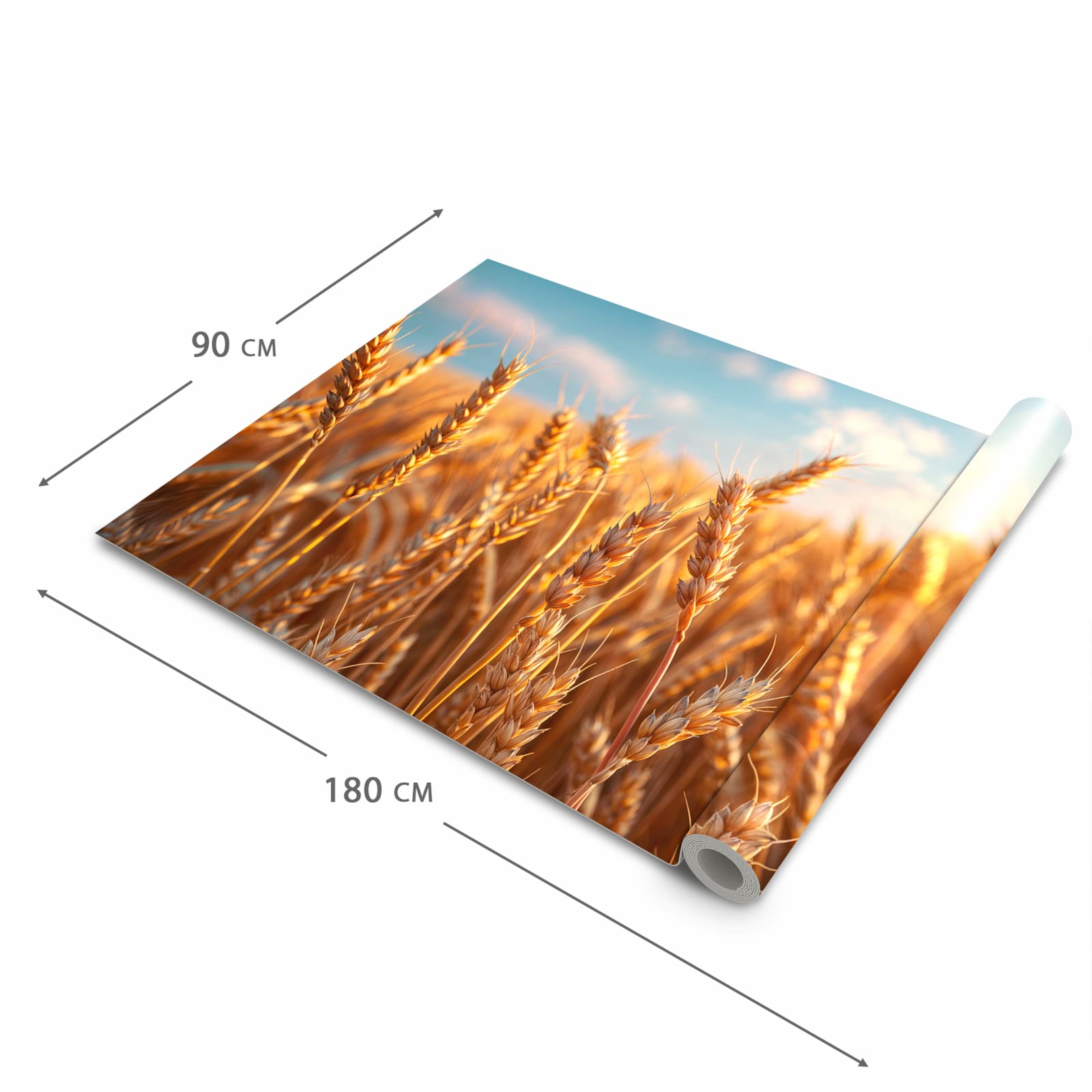 Bodenschonender Küchenteppich mit Motiv Weizenfeld Sonnenuntergang in der Grösse 80x280 cm