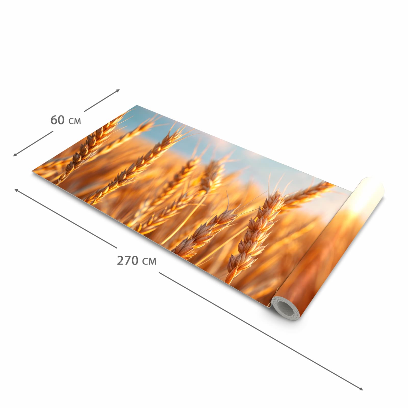 Strapazierfähiger Küchenläufer mit Motiv Weizenfeld Sonnenuntergang in der Grösse 80x280 cm