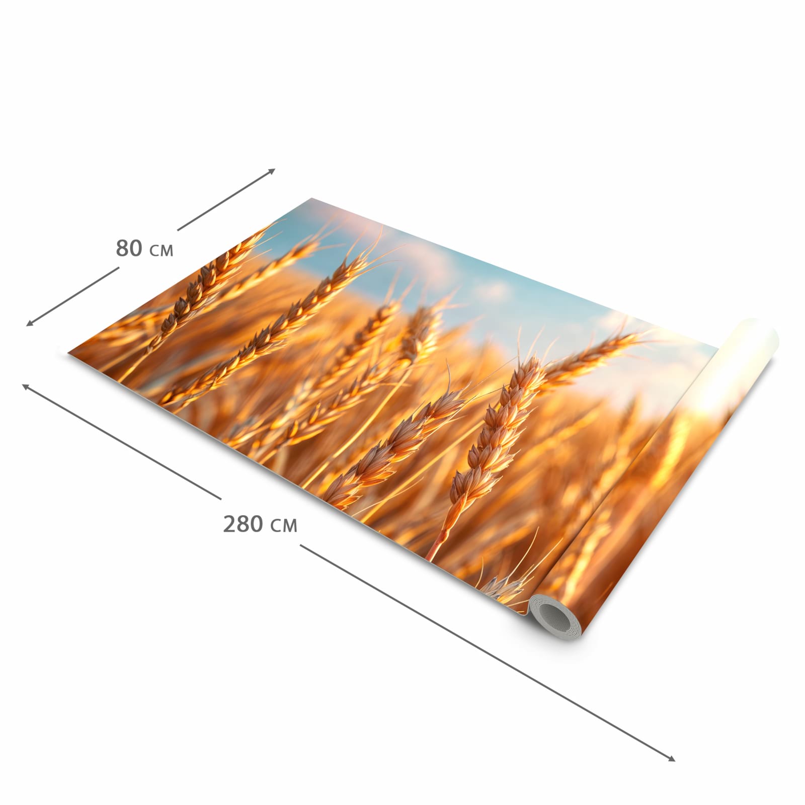 Bodenschonender Küchenteppich mit Motiv Weizenfeld Sonnenuntergang in der Grösse 80x280 cm