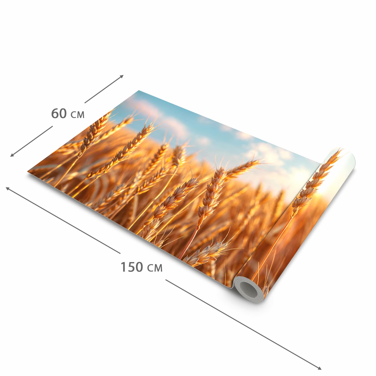 Pflegeleichter moderner Küchenläufer mit Motiv Weizenfeld Sonnenuntergang in der Grösse 80x280 cm