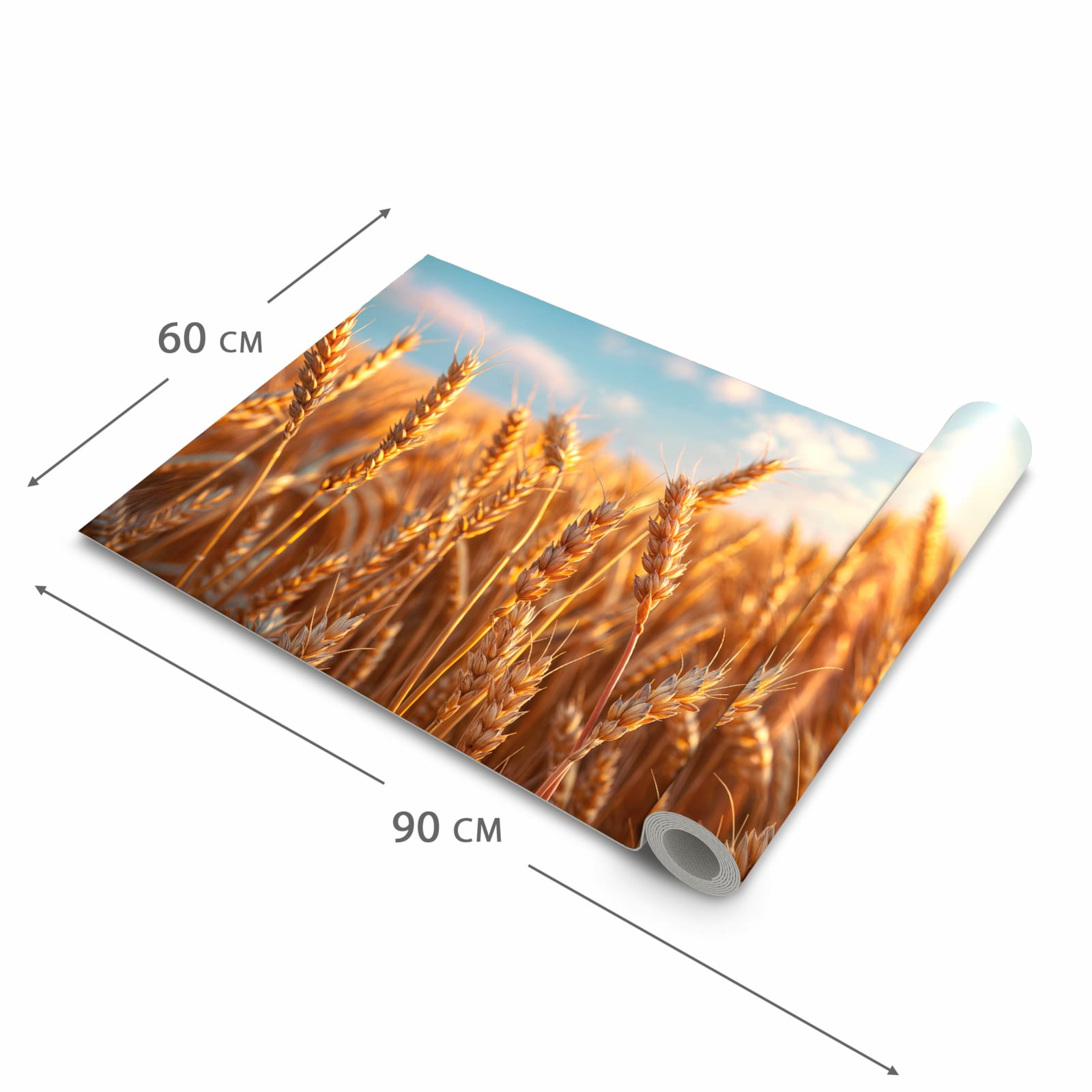 Langlebiger Teppich für Küche mit Motiv Weizenfeld Sonnenuntergang in der Grösse 80x280 cm