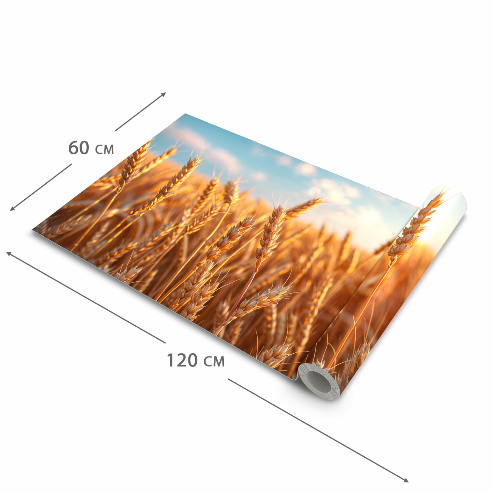 Waschbarer rutschfester Küchenläufer mit Motiv Weizenfeld Sonnenuntergang in der Grösse 80x280 cm