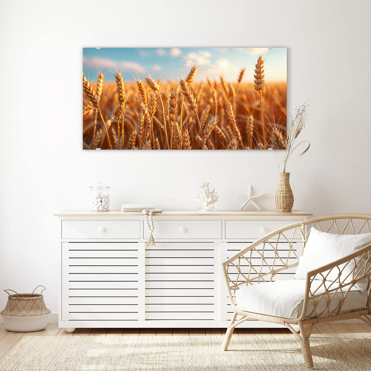 Echtglas, 4 mm – kein Acryl, keine Folie – Wandbild - Reifer Weizen - Querformat