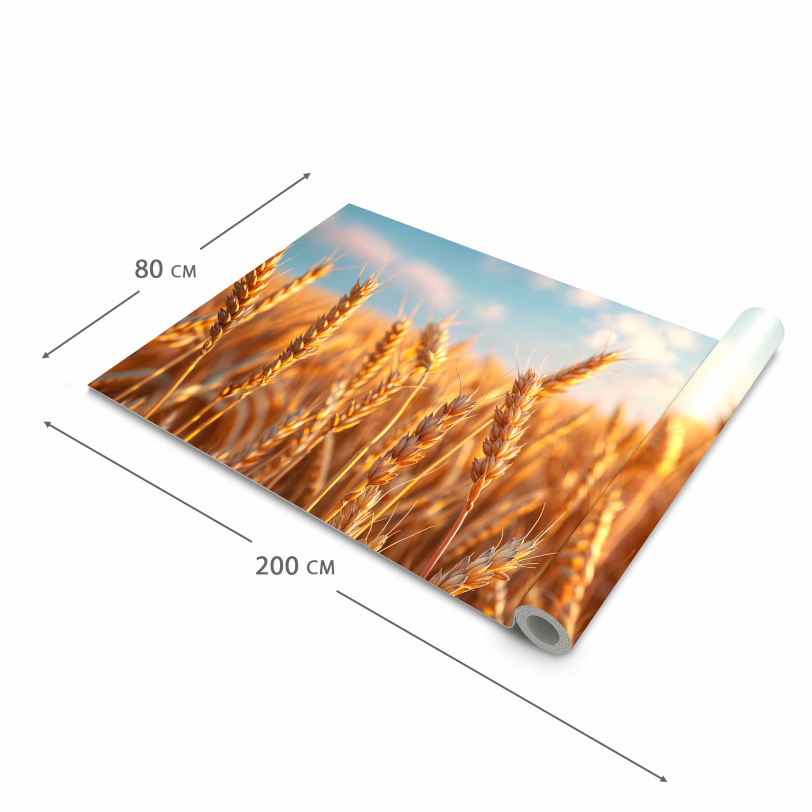 Rutschfester Küchenteppich mit Motiv Weizenfeld Sonnenuntergang in der Grösse 80x280 cm