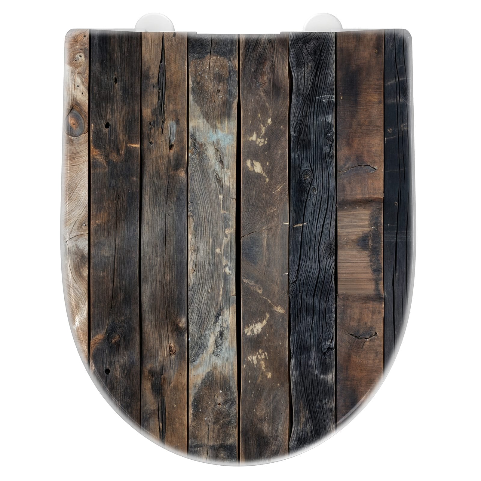 WC-Sitz mit Absenkautomatik Rustikale Holzplanken