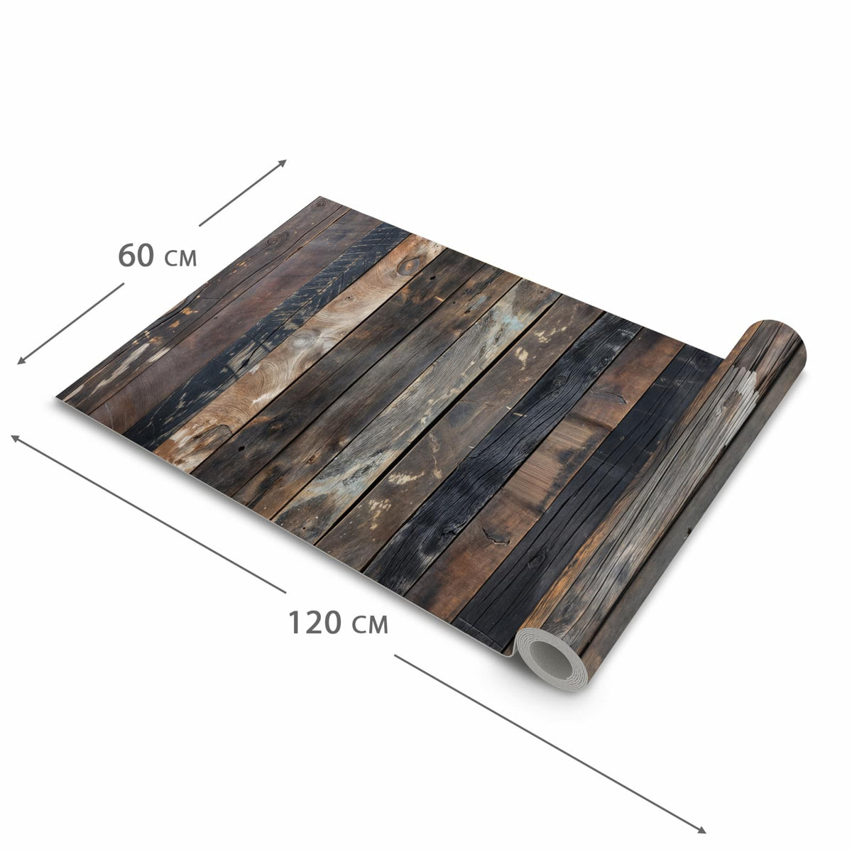 Zeitsparender großer Küchenteppich mit Motiv Rustikale Holzplanken in der Größe 80x280 cm