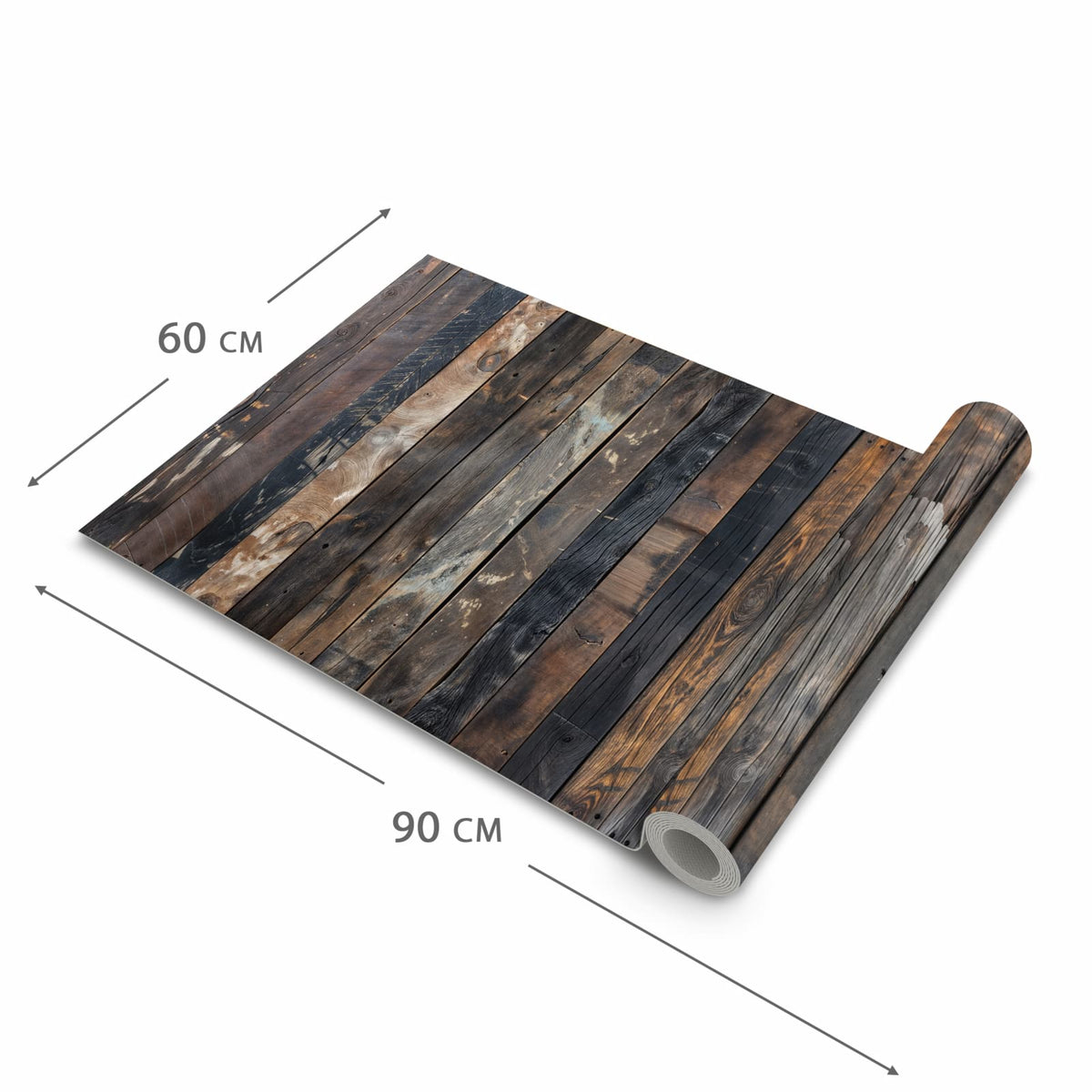 Fleckenresistenter rutschfester Küchenläufer mit Motiv Rustikale Holzplanken in der Größe 80x280 cm